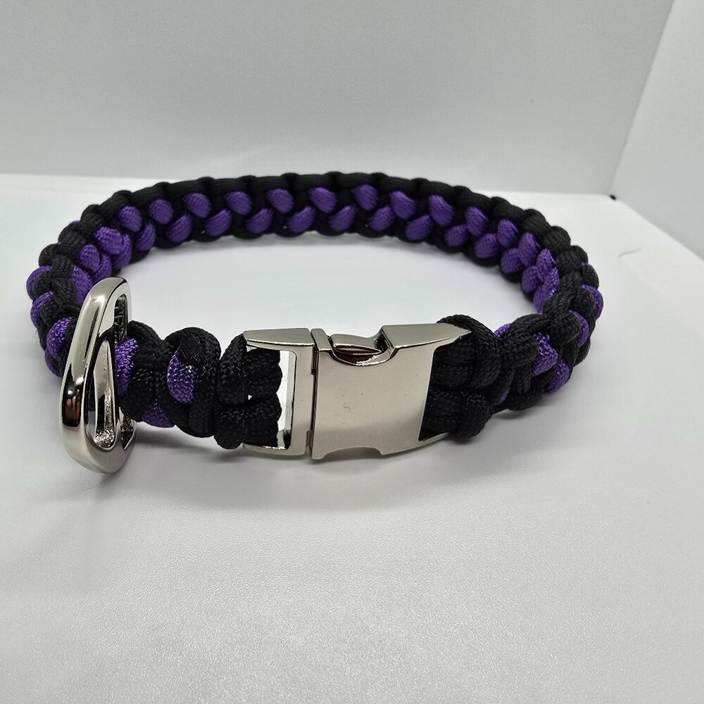 Paracord Dog Collar with Nickel Plated Zinc Metal Buckle and Triangle Slide- 14"